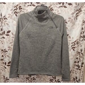 The North Face Womens Small Black 1/4 Zip Pull Over Thumb Holes Angled Zip